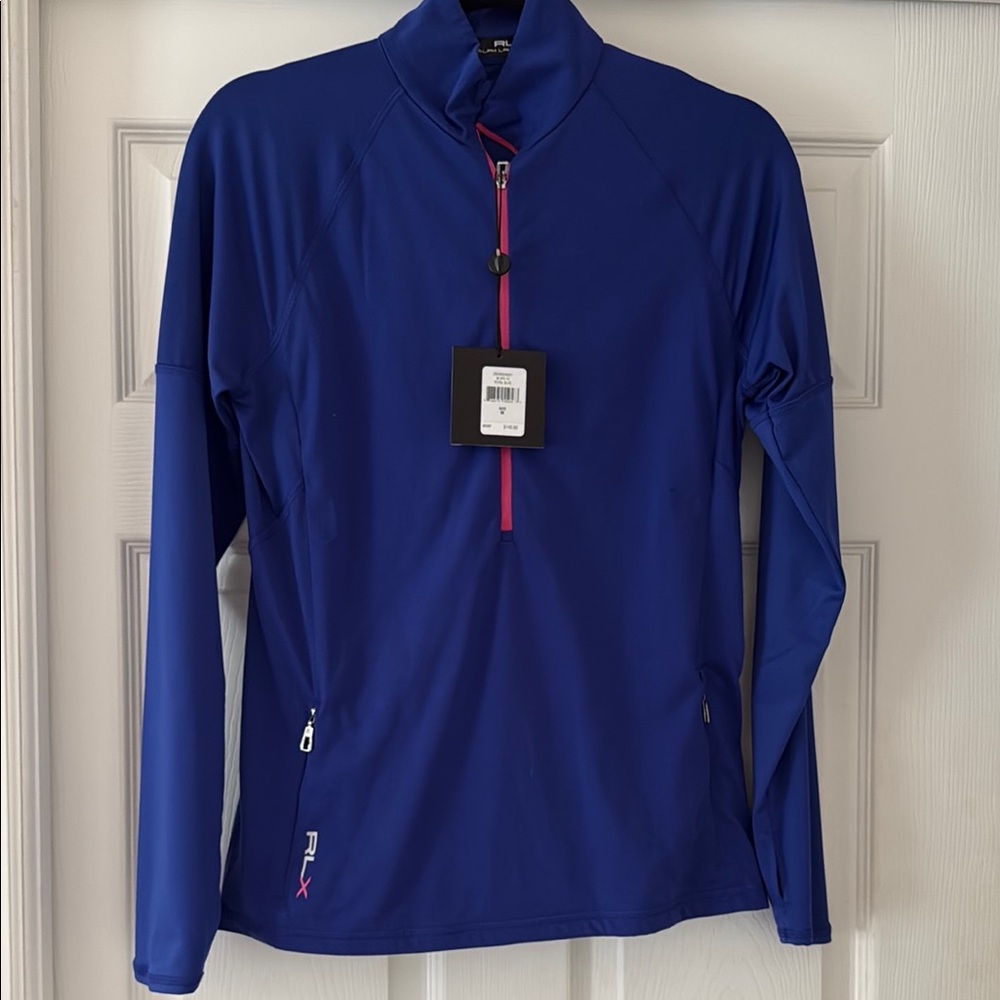 RLX Ralph Lauren Blue Quarter-Zip Blouse